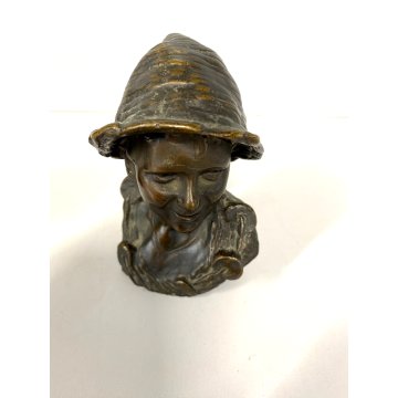 SCULTURA BUSTO BRONZO "scugnizzo" NAPOLI De Martino FANCIULLO 13 cm/h PRIMO '900
