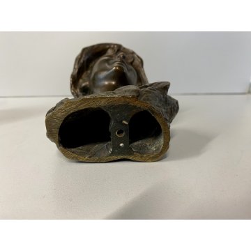 SCULTURA BUSTO BRONZO "scugnizzo" NAPOLI De Martino FANCIULLO 13 cm/h PRIMO '900