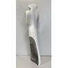 SCULTURA GRES SMALTO POLICROMO Gusella Guglielmo FIGURA FEMMINILE ASTRATTA 50cm