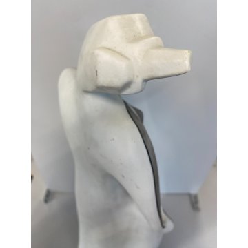 SCULTURA GRES SMALTO POLICROMO Gusella Guglielmo FIGURA FEMMINILE ASTRATTA 50cm
