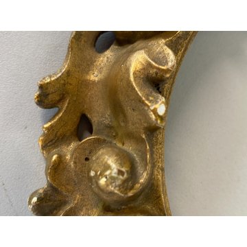 PICCOLA CORNICE ROTONDA DORATA LEGNO ORNATO INTAGLIATO MOTIVO FOGLIATO ø 19,5 cm