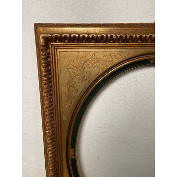 ANTICA CORNICE RETTANGOLARE OVALE LEGNO DORATO EPOCA 1950 STILE LIBERTY ORO OLD