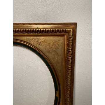 ANTICA CORNICE RETTANGOLARE OVALE LEGNO DORATO EPOCA 1950 STILE LIBERTY ORO OLD