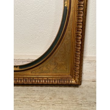 ANTICA CORNICE RETTANGOLARE OVALE LEGNO DORATO EPOCA 1950 STILE LIBERTY ORO OLD
