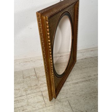 ANTICA CORNICE RETTANGOLARE OVALE LEGNO DORATO EPOCA 1950 STILE LIBERTY ORO OLD