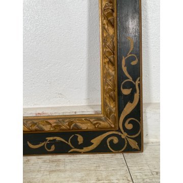 GRANDE ANTICA CORNICE DORATA DIPINTA DECORO LEGNO SCOLPITO 800 QUADRO SPECCHIERA