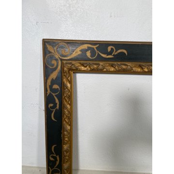 GRANDE ANTICA CORNICE DORATA DIPINTA DECORO LEGNO SCOLPITO 800 QUADRO SPECCHIERA