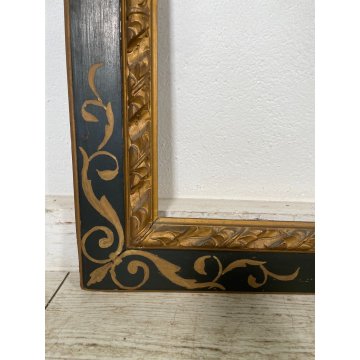 GRANDE ANTICA CORNICE DORATA DIPINTA DECORO LEGNO SCOLPITO 800 QUADRO SPECCHIERA
