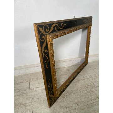 GRANDE ANTICA CORNICE DORATA DIPINTA DECORO LEGNO SCOLPITO 800 QUADRO SPECCHIERA