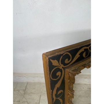 GRANDE ANTICA CORNICE DORATA DIPINTA DECORO LEGNO SCOLPITO 800 QUADRO SPECCHIERA
