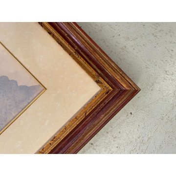 DIPINTO ACQUERELLO A. Raimondi VEDUTA PAESAGGIO LACUSTRE LUNGO LAGO BARCHE '900