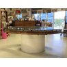 GRANDE TAVOLO ROTONDO RUOTA CAMPANA VETRO UFFICIO LEGNO RIUNIONE PRANZO MEETING