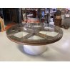 GRANDE TAVOLO ROTONDO RUOTA CAMPANA VETRO UFFICIO LEGNO RIUNIONE PRANZO MEETING