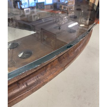 GRANDE TAVOLO ROTONDO RUOTA CAMPANA VETRO UFFICIO LEGNO RIUNIONE PRANZO MEETING