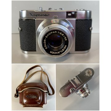 FOTOCAMERA Voigtländer VITO B COLOR-SKOPAR 2.8/50 PRONTOR 500 SLK CUSTODIA '54