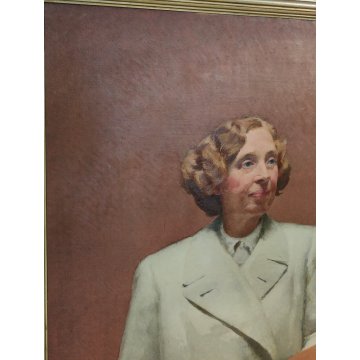 ANTICO QUADRO DIPINTO Augusto Colombo 1939 olio tavola RITRATTO pittrice Gerlach