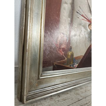ANTICO QUADRO DIPINTO Augusto Colombo 1939 olio tavola RITRATTO pittrice Gerlach
