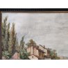 GRANDE QUADRO DIPINTO OLIO firmato PAESAGGIO MARINA epoca 900 CORNICE GUILLOCHE