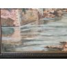 GRANDE QUADRO DIPINTO OLIO firmato PAESAGGIO MARINA epoca 900 CORNICE GUILLOCHE