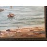 GRANDE QUADRO DIPINTO OLIO firmato PAESAGGIO MARINA epoca 900 CORNICE GUILLOCHE