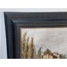 GRANDE QUADRO DIPINTO OLIO firmato PAESAGGIO MARINA epoca 900 CORNICE GUILLOCHE