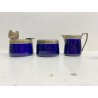 VASSOIO SET da FUMO CAFFE Art Decò ARGENTO BLU COBALTO ARGENTIERE Janetti '30