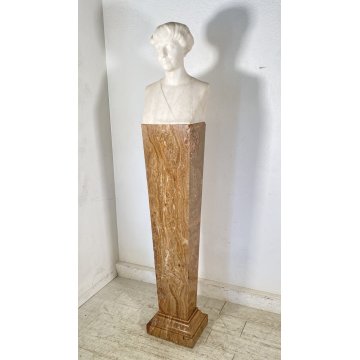 ANTICA SCULTURA BUSTO DONNA MARMO Edoardo Rubino FINE 800 PRIMI 900 COLONNA