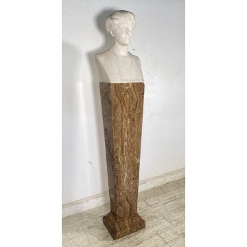 ANTICA SCULTURA BUSTO DONNA MARMO Edoardo Rubino FINE 800 PRIMI 900 COLONNA
