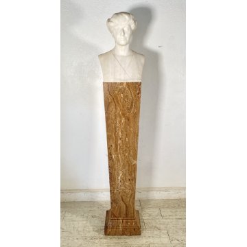 ANTICA SCULTURA BUSTO DONNA MARMO Edoardo Rubino FINE 800 PRIMI 900 COLONNA