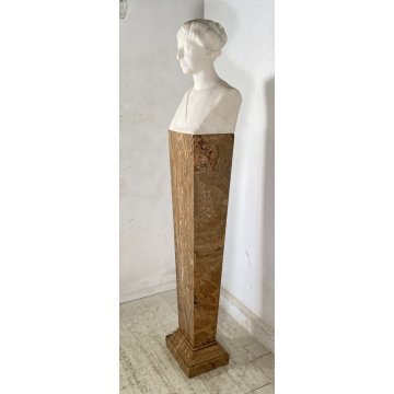 ANTICA SCULTURA BUSTO DONNA MARMO Edoardo Rubino FINE 800 PRIMI 900 COLONNA