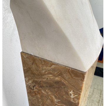ANTICA SCULTURA BUSTO DONNA MARMO Edoardo Rubino FINE 800 PRIMI 900 COLONNA