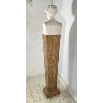 ANTICA SCULTURA BUSTO DONNA MARMO Edoardo Rubino FINE 800 PRIMI 900 COLONNA