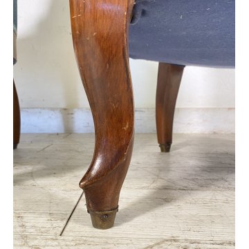 ANTICA COPPIA POLTRONA PRIMI 1900 LUIGI FILIPPO ARMCHAIR LEGNO STOFFA DIVANO