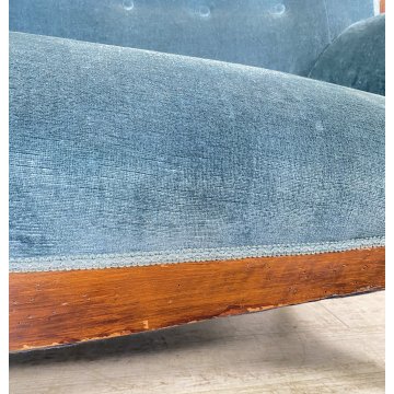 ANTICO DIVANO DUE POSTI PRIMI 1900 LUIGI FILIPPO ARMCHAIR LEGNO STOFFA POLTRONA