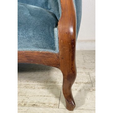 ANTICO DIVANO DUE POSTI PRIMI 1900 LUIGI FILIPPO ARMCHAIR LEGNO STOFFA POLTRONA