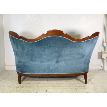 ANTICO DIVANO DUE POSTI PRIMI 1900 LUIGI FILIPPO ARMCHAIR LEGNO STOFFA POLTRONA