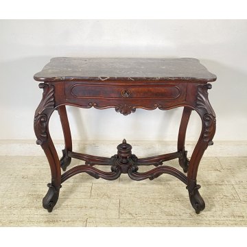 ANTICO TAVOLO CONSOLE Luigi Filippo SCRITTOIO LEGNO MARMO 1800/1900 SCRIVANIA
