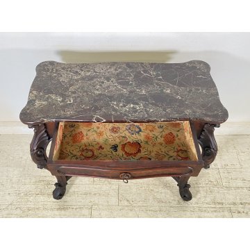 ANTICO TAVOLO CONSOLE Luigi Filippo SCRITTOIO LEGNO MARMO 1800/1900 SCRIVANIA