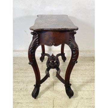 ANTICO TAVOLO CONSOLE Luigi Filippo SCRITTOIO LEGNO MARMO 1800/1900 SCRIVANIA