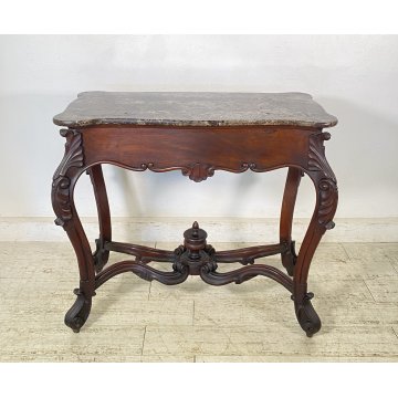 ANTICO TAVOLO CONSOLE Luigi Filippo SCRITTOIO LEGNO MARMO 1800/1900 SCRIVANIA