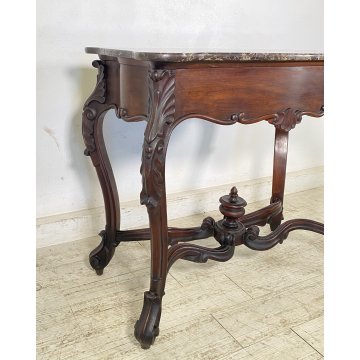 ANTICO TAVOLO CONSOLE Luigi Filippo SCRITTOIO LEGNO MARMO 1800/1900 SCRIVANIA