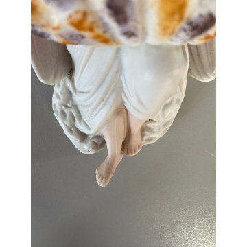 antica ACQUASANTIERA BISQUIT angelo DIPINTA A MANO ceramica '900