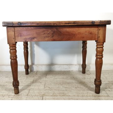 ANTICO TAVOLO LIBRO  ALLUNGABILE cassetto LEGNO NOCE tornito EPOCA 1800 SALOTTO