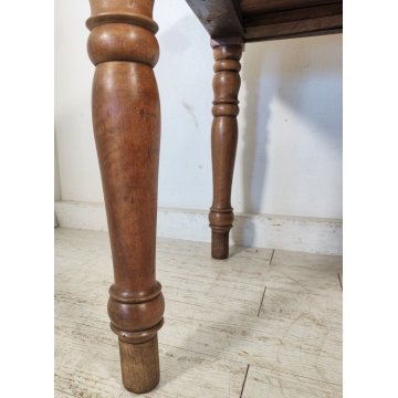 ANTICO TAVOLO LIBRO  ALLUNGABILE cassetto LEGNO NOCE tornito EPOCA 1800 SALOTTO
