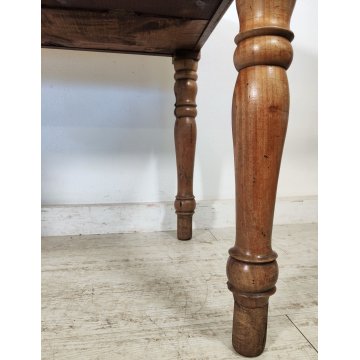 ANTICO TAVOLO LIBRO  ALLUNGABILE cassetto LEGNO NOCE tornito EPOCA 1800 SALOTTO