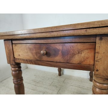 ANTICO TAVOLO LIBRO  ALLUNGABILE cassetto LEGNO NOCE tornito EPOCA 1800 SALOTTO