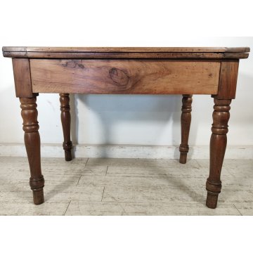 ANTICO TAVOLO LIBRO  ALLUNGABILE cassetto LEGNO NOCE tornito EPOCA 1800 SALOTTO