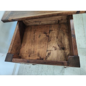 ANTICO TAVOLO LIBRO  ALLUNGABILE cassetto LEGNO NOCE tornito EPOCA 1800 SALOTTO