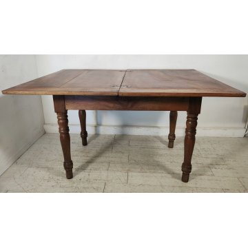 ANTICO TAVOLO LIBRO  ALLUNGABILE cassetto LEGNO NOCE tornito EPOCA 1800 SALOTTO