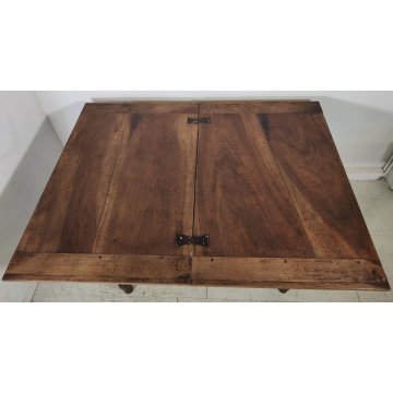 ANTICO TAVOLO LIBRO  ALLUNGABILE cassetto LEGNO NOCE tornito EPOCA 1800 SALOTTO